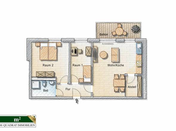 Grundriss-Skizze Haus II  Whg. 27