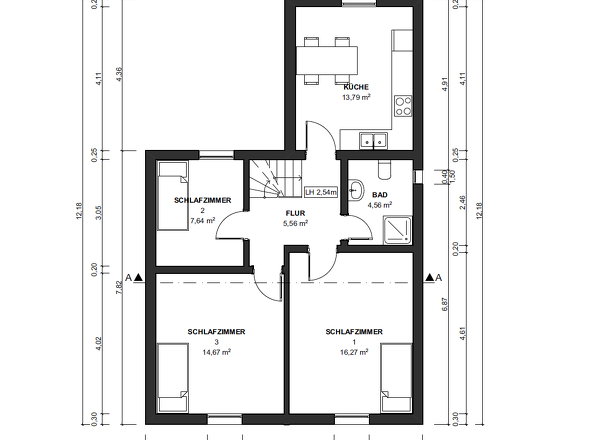 OG - bemaßter Grundriss