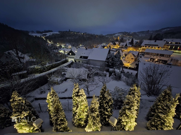 Winternacht Balkon Ausblick