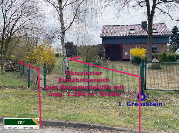 Skizzierter Einfahrtbereich Baugrundstück