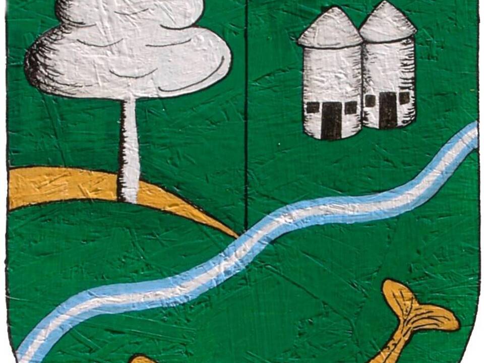 Wappen mit Silotürmen und Forelle von Grünhagen