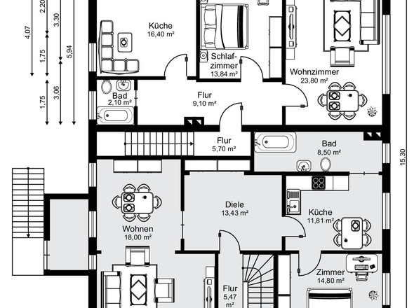 aktueller Grundriss 1. OG Hinterhaus 