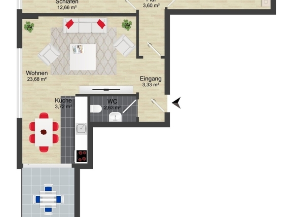 3-Raum-Appartement
