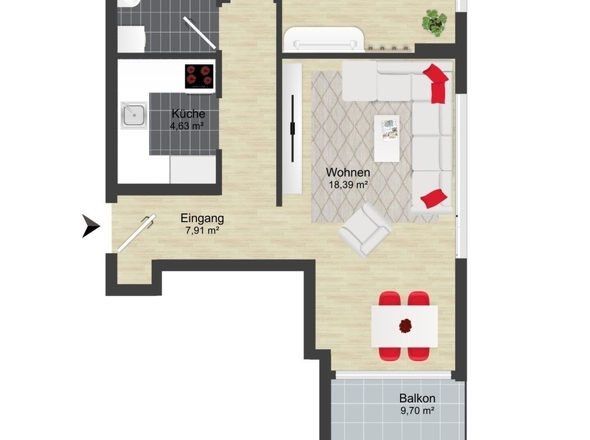 2-Raum-Appartement