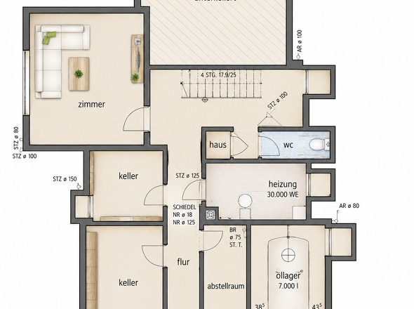 Grundriss Keller Bungalow