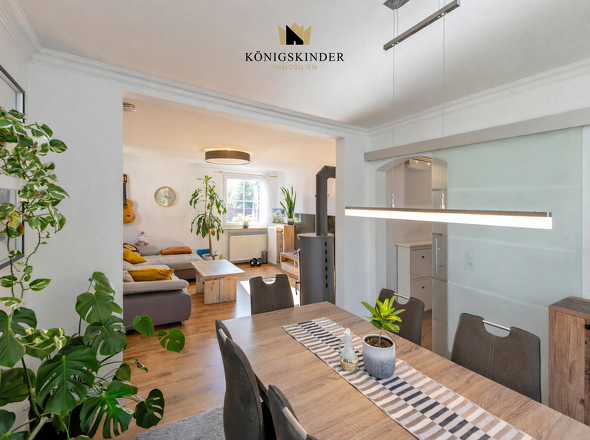 Modernes Wohn- und Esszimmer im Tageslicht_ohne Rad