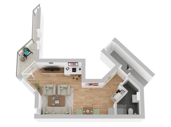 Grundriss vom 1-Zi.-Appartement Nr.1