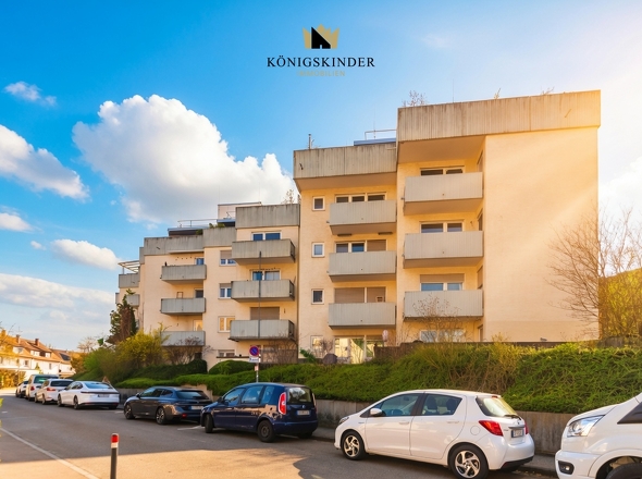 Außenansicht Gebäude mit der Wohnung im 3. Obergeschoss