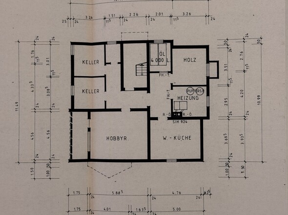 UG_Bemaßter Grundriss_Untergeschoss